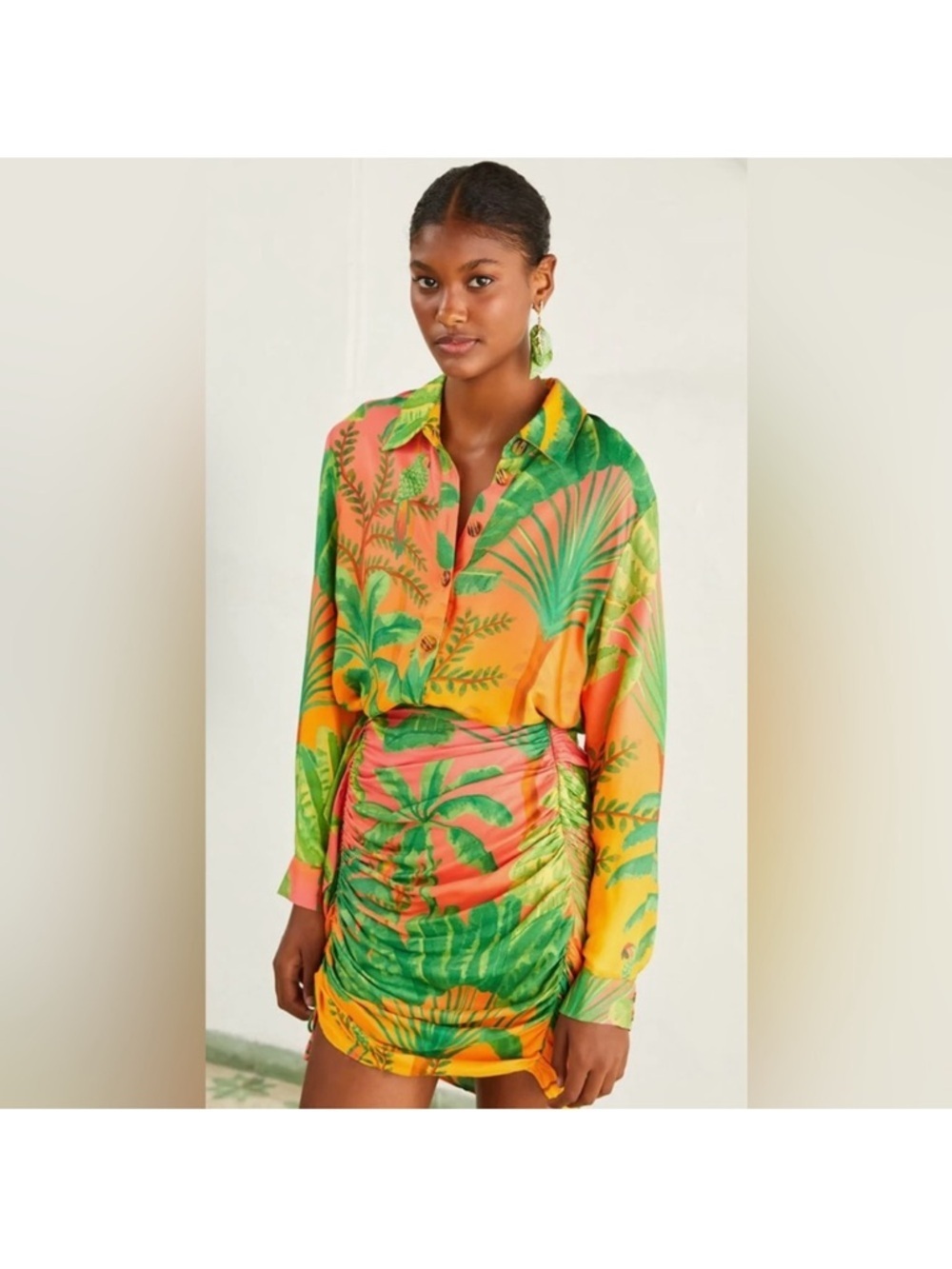 Farm Rio Sunrise Scenario Lenzing Tropical Print Blouse